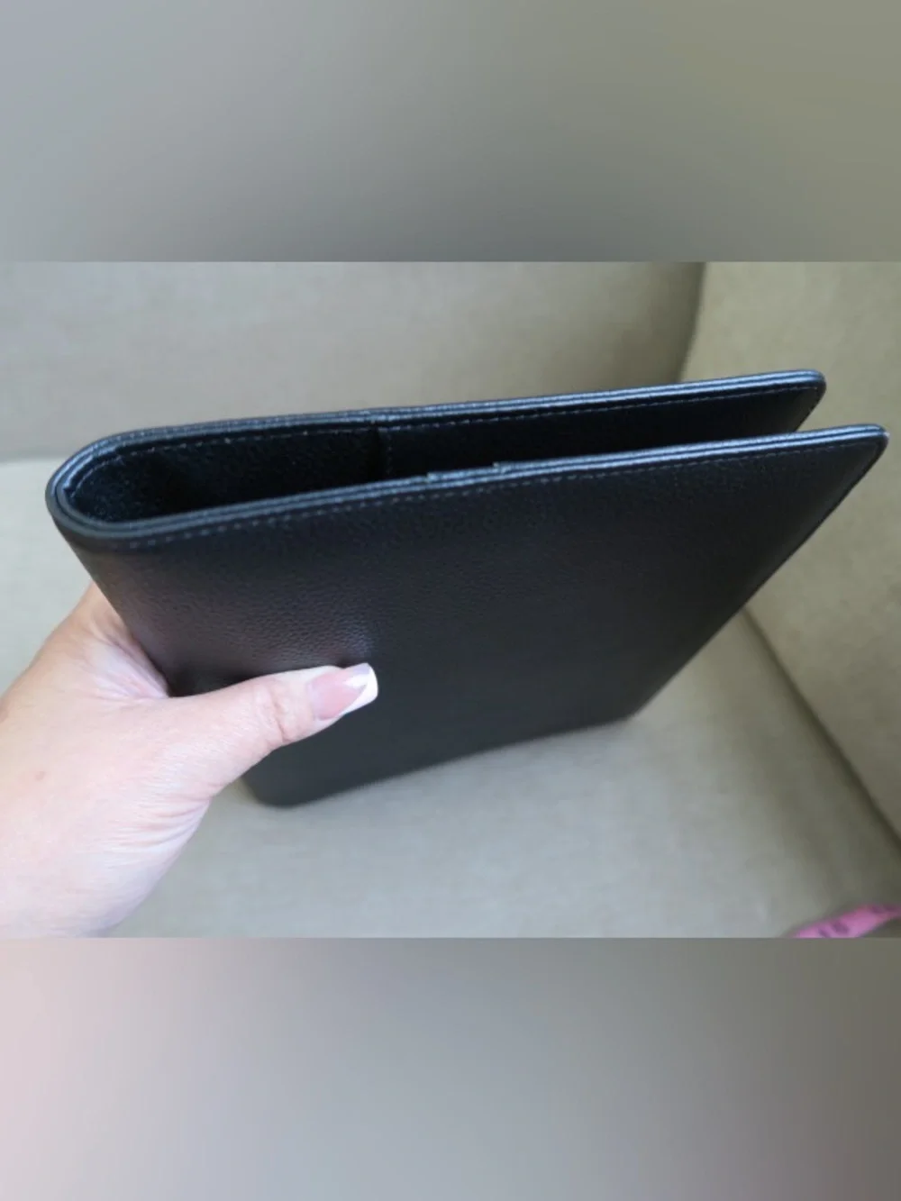 CLOTH & PAPER: Black Leather Zipfolio Organizer